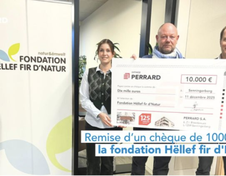 Remise d'un ch&egrave;que de 10.000 &euro; &agrave; la Fondation H&euml;llef fir d'Natur